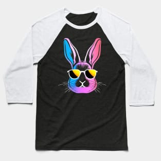 Hiphop Bunny Pink Blue Retro Colorful Stamp Baseball T-Shirt